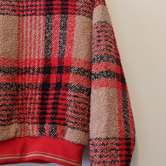 NWOT Lili Sidonio Comfy Red & Brown Plaid Sweater - Picture 3 of 8